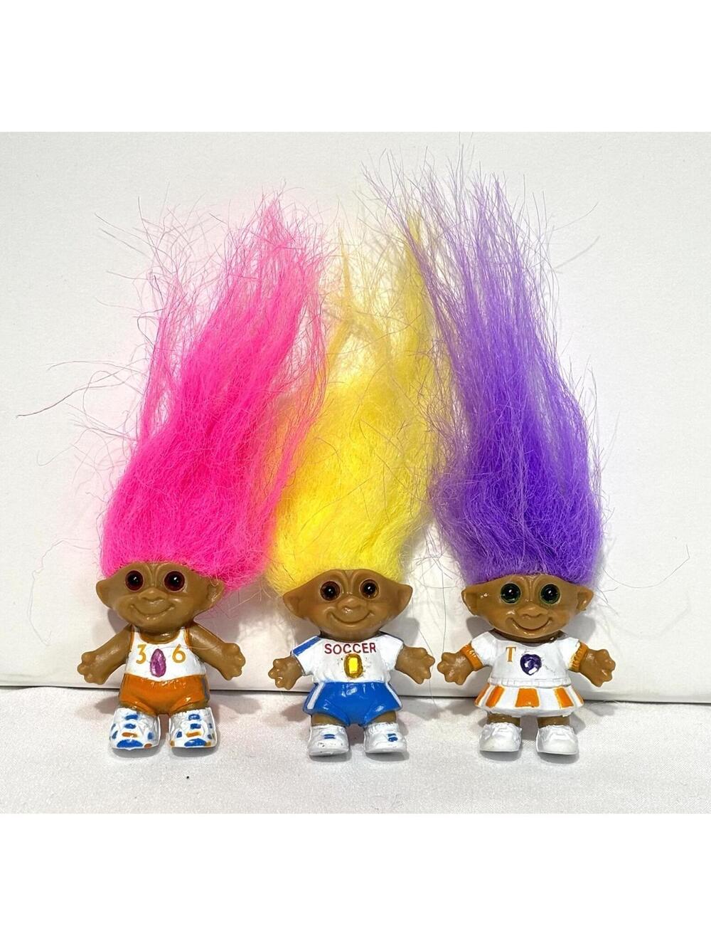 Vintage 1992 Ace Novelty Troll Dolls Sports Soccer Cheerleader Runner Lot of 3